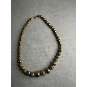Vintage Gold Tone Beaded Necklace Made‎ In Korea